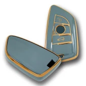 BMW F Serisi FEM Tip 3 Buton Gri Oto Anahtar Kumanda Kabı Kılıfı Oto Anahtarlık thumbnail 3