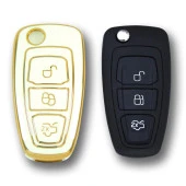 Ford Focus Mondeo 2010+ Sustalı Beyaz Oto Anahtar Kumanda Kabı Kılıf Oto Anahtarlık thumbnail 2