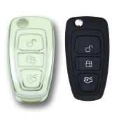 Ford Focus Mondeo 2010+ Sustalı Beyaz-Gümüş Oto Anahtar Kumanda Kabı Kılıf Oto Anahtarlık - 2