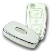 Ford Focus Mondeo 2010+ Sustalı Beyaz-Gümüş Oto Anahtar Kumanda Kabı Kılıf Oto Anahtarlık - 3