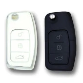 Ford Focus Fiesta Connect 2004+ Sustalı Beyaz-Gümüş Oto Anahtar Kumanda Kabı Kılıfı Oto Anahtarlık - 2