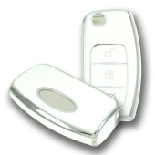 Ford Focus Fiesta Connect 2004+ Sustalı Beyaz-Gümüş Oto Anahtar Kumanda Kabı Kılıfı Oto Anahtarlık - 3