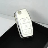 Ford Focus Fiesta Connect 2004+ Sustalı Beyaz-Gümüş Oto Anahtar Kumanda Kabı Kılıfı Oto Anahtarlık - 5