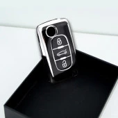 Peugeot 307 Citroen C8 3 Buton Sustalı Siyah-Gümüş Oto Anahtar Kumanda Kabı Kılıfı Oto Anahtarlık thumbnail 5