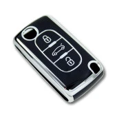 Peugeot 307 Citroen C8 3 Buton Sustalı Siyah-Gümüş Oto Anahtar Kumanda Kabı Kılıfı Oto Anahtarlık thumbnail 4