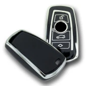 BMW F Serisi CAS4 Tip 4 Buton Siyah-Gümüş Oto Anahtar Kumanda Kabı Kılıfı Oto Anahtarlık - 3