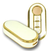 Fiat Doblo 2010+ Sustalı Beyaz Oto Anahtar Kumanda Kabı Kılıfı Oto Anahtarlık - 3