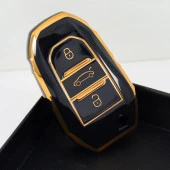 Peugeot 5008 3008 Citroen C3 C4 Smart Siyah Oto Anahtar Kumanda Kabı Kılıfı Oto Anahtarlık thumbnail 5