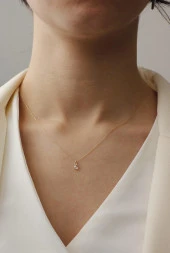 14 Ayar Altın Tektaş Kolye thumbnail 1