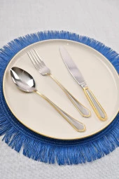 Lugga Mira Gold Tatlı Çatal Kaşık Bıçak Takımı 6 Kişilik 18 Parça - 1