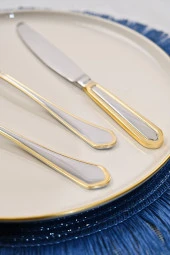 Lugga Mira Gold Tatlı Çatal Kaşık Bıçak Takımı 6 Kişilik 18 Parça - 2