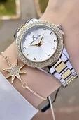 Daniel Klein DKISTE932 Premium Gold Gümüş Renk Taşlı Kadın Kol Saati ve Bileklik thumbnail 1