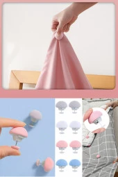 4 Adet Derili Mantar Yorgan Klipsi Battaniye Klipsi Battaniyelerin Kilit Kaymaz Klips Yorgan Klipsi - 6