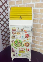 Çok Amaçlı Çekmeceli Kapaklı Dolap Sebzelik Ekmek Dolabı Sarı - 1