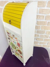 Çok Amaçlı Çekmeceli Kapaklı Dolap Sebzelik Ekmek Dolabı Sarı - 2