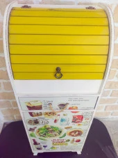 Çok Amaçlı Çekmeceli Kapaklı Dolap Sebzelik Ekmek Dolabı Sarı - 4