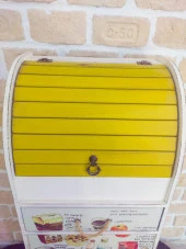 Çok Amaçlı Çekmeceli Kapaklı Dolap Sebzelik Ekmek Dolabı Sarı - 5