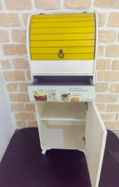 Çok Amaçlı Çekmeceli Kapaklı Dolap Sebzelik Ekmek Dolabı Sarı - 7