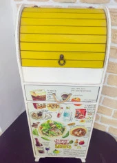 Çok Amaçlı Çekmeceli Kapaklı Dolap Sebzelik Ekmek Dolabı Sarı - 8