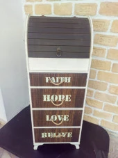 5 Katlı Dekoratif Ahşap Sebzelik Kiler Ekmeklik Yazılı 1123 - 1