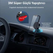 Universal Araç Telefon Tutucu Manyetik Mıknatıslı Yapışkanlı Telefon Standı Gümüş - 6