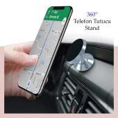 Universal Araç Telefon Tutucu Manyetik Mıknatıslı Yapışkanlı Telefon Standı Siyah - 1