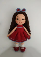 Bordo Fatoş Bebek Amigurumi Organik Oyuncak - 2