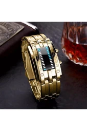 SKMEİ Sewor Gold Renk Led Işıklı Tasarım Kol Saati 44664 thumbnail 1