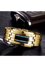 SKMEİ Sewor Gold Renk Led Işıklı Tasarım Kol Saati 44664 thumbnail 2