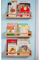 Montessori Kitaplık Çocuk Bebek Odası Duvar Rafı Ahşap Kitaplık Raf 3 Adet 50 Cm - 1