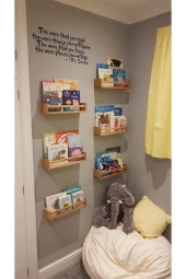 Montessori Kitaplık Çocuk Bebek Odası Duvar Rafı Ahşap Kitaplık Raf 3 Adet 50 Cm - 3