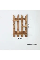 Ahşap Duvar Rafı Çit Anahtarlık - 3