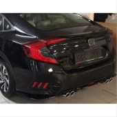 Honda Civic Uyumlu Fc5 2016-2020 Difüzör 4 Egzoz Piano Black - 1