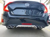 Honda Civic Uyumlu Fc5 2016-2020 Difüzör Kare Egzoz Silver - 3