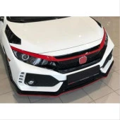 Honda Civic Uyumlu Fc5 2016-2020 Ön Panjur Kas Kaplama Kırmızı - 1