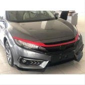 Honda Civic Uyumlu Fc5 2016-2020 Ön Panjur Kas Kaplama Kırmızı - 2