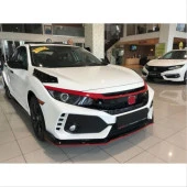 Honda Civic Uyumlu Fc5 2016-2020 Ön Panjur Kas Kaplama Kırmızı - 4