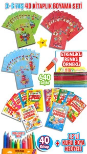 Kuru Boya Hediyeli Eğitici Etkinlikli Boyama Seti 40 Kitap - 1