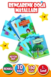 RENGARENK DOĞA MASALLARI SETİ 1. SINIFLAR İÇİN BÜYÜK BOY RESİMLİ 10 KİTAP - 1