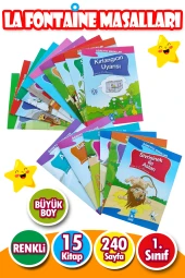 LA FONTAİNE MASALLARI SETİ 1. SINIFLAR İÇİN BÜYÜK BOY RESİMLİ 15 KİTAP - 1