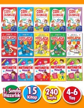 4 - 6 Yaş Matematik Kodlama ve Çizgi Çalışmaları Seti 15 Kitap - 1