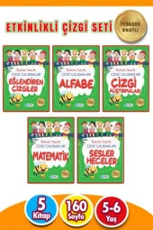 5-6 Yaş İlkokula Hazırlık Çizgi Çalışmaları Seti 5 Kitap 160 Sayfa - 1