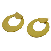 Altın Renk Üçlü Takı Set1  (Parlak Taşlı Kolye 42cm,6'lı Eklem Yüzük Set,Metal Halka Küpe 3,5cm) - 5
