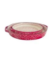 Stonware Kırmızı Yuvarlak 2li Fırın Kabı Fırın Tepsisi Büyük 38-30 Cm - 3