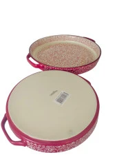 Stonware Kırmızı Yuvarlak 2li Fırın Kabı Fırın Tepsisi Büyük 38-30 Cm - 6