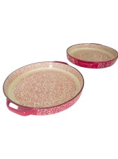 Stonware Kırmızı Yuvarlak 2li Fırın Kabı Fırın Tepsisi Büyük 38-30 Cm - 7