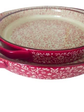 Stonware Kırmızı Yuvarlak 2li Fırın Kabı Fırın Tepsisi Büyük 38-30 Cm - 9