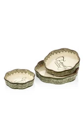 Yeşil Köşeli Yuvarlak 3lü Fırın Kabı - 1