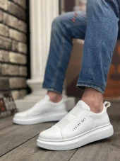 BA0307 BOA Kalın Yüksek Taban Çift Bant Beyaz Erkek Ayakkabı thumbnail 2