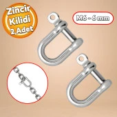 Kilitli Karabina U Tipi Zincir Kilidi 6 mm Kilit Salıncak Askısı Ek Bağlantı Parça Aparat 2 Adet thumbnail 1